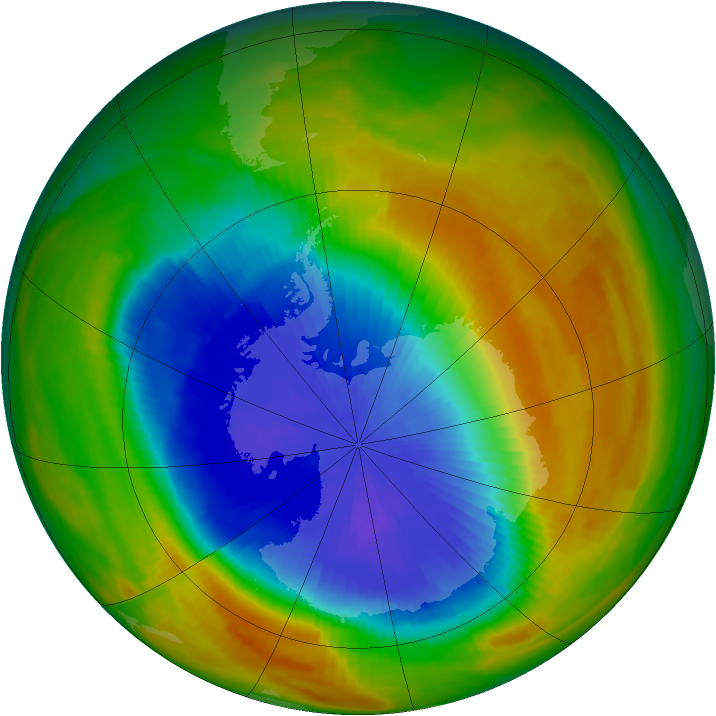 Antarctic ozone map for 21 October 1986
